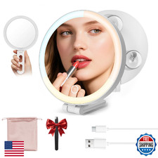 Travel Makeup Mirror with Lights, Lighted Magnifying Mirror 10X, 4-in-1 Portable picture