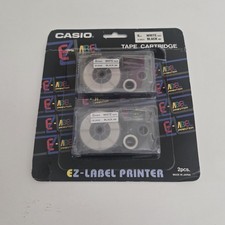 CASIO IR-18WE2S TAPE CASSETTES, 18mm,BLACK ON WHITE, 2 PACK NEW . picture