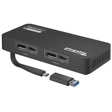 Plugable 4K DisplayPort and HDMI Dual Monitor Adapter for USB 3.0 Black picture