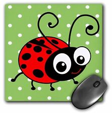 3dRose Cute ladybug green polka dot design - kawaii happy red and black spots la picture