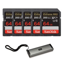 SanDisk 64GB (5-Pack) Extreme PRO Memory Card with Multi-Port Card Reader picture