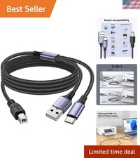 Versatile 2-in-1 USB Printer and MIDI Cable - 5-Foot Braided, Heat-Resistant picture