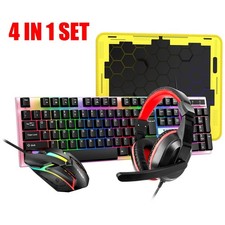 4 in 1 Gaming Keyboard Mouse & Headset & Mouse Pad Set RGB LED Gamer PC Combo picture