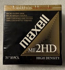 New Maxell Floppy Disks MF2HD Formatted Macintosh Box of 10 Sealed Vintage NOS picture