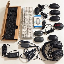 Computer Accessories Lot – Keyboards, Mice, Logitech Headset & Power Adapters picture