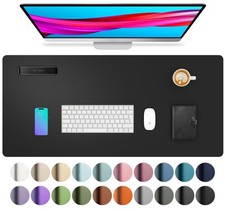 Aothia PU Faux Leather Desk Pad Protector Black 23.6 x 13.7 inches picture