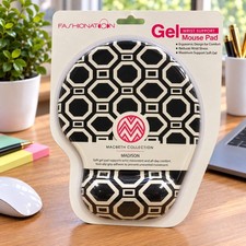 Ergonomic Gel Mouse Pad Wrist Rest Support Black White Geometric Non-Slip Office picture