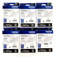 Genuine Brother LC101BK Ink Cartridge Black Lot Of 6 Exp. 2026/2027 Brand New picture