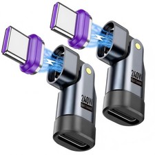 USB C Magnetic Adapter (2 Pack) Type C 180° Rotation 16PIN Purple picture