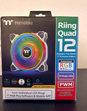 Thermaltake Riing Quad 12 120mm White RGB PWM Case Fan 3-Pack + Controller picture