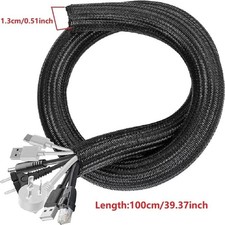 Braided Cable Sleeve PET Nylon Wrapping Wire Protector Casing Desk PC TV Cord picture
