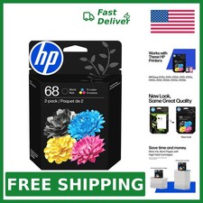HP 68 Black/Tri-Color Ink Cartridges 2-Pack Size 4.82x1.88x6.37 picture