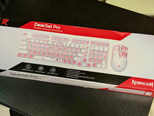 Redragon DeskSet Pro Wireless Keyboard & Mouse Combo Pink/White 4000 DPI picture