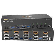 HDMI Displayport KVM Switch 3 Monitor 4 Computer 8K@60Hz/4K@144Hz KVM Switches w picture