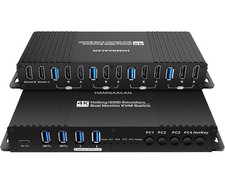 Hdmi Kvm Switch 2 Monitors 4 Computers 4K 60Hz EDID Emulator Hotkey Switching  picture
