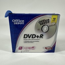 10 Pack OFFICE DEPOT DVD+R 120 Minute, 4.7 GB, 16x Blank CD Discs, NEW / SEALED picture