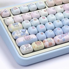 Blue MOG Profile Rounded PBT Keycaps Set 139 Keys Cute Custom Mechanical picture