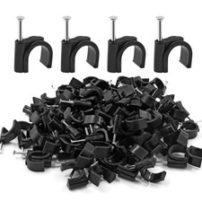 200Pcs Nail in Cable Clips Black Cable Cord Management Clips Ethernet 12mm picture