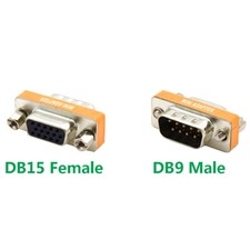 DB9 9 Pin Male to DB15 HD15 15Pin Female Molded VGA Video Adapter Gender Changer picture