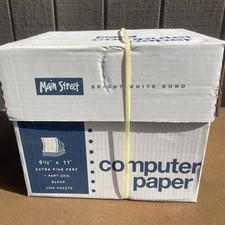 Main Street Dot Matrix Computer Paper 9.5 X11” 2500 Sheets Sealed Box picture
