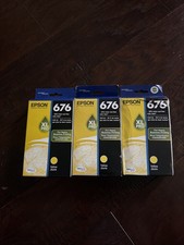 Three (3) Epson 676XL High-Yield Ink Cartridges - Yellow (T676XL420) ~ New picture