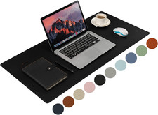 Leather Desk Pad, 36X17 Inch Large Mouse Pad,Waterproof Non-Slip Writing Desk Bl picture