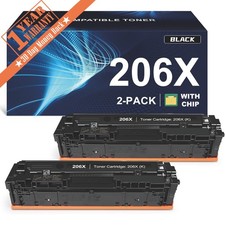 2PK 206X BK Toner Cartridge WIth Chip for HP 206X LaserJet Pro M283 M283fdw M255 picture