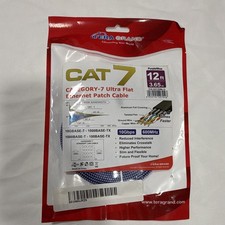 Tera Grand Cat7 Ethernet Cable 12ft Ultra Flat Purple Blue RJ45 10Gbps 600MHz picture