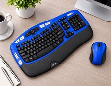 Logitech MK550 Comfort Wave K350 Blue Wireless Ergonomic Keyboard M510 Mouse USB picture