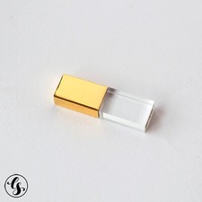 Gold Glass USB Flash Drive Engraved Custom Wedding Gift USB Box Pendrive picture