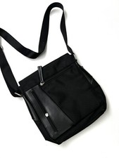 #268 BOSCA Canvas and Leather Trim Messenger Bag in Black  picture