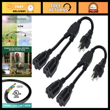 3-Prong Y Splitter Power Extension Cord 1FT 2-Pack, Heavy Duty Weatherproof 16AW picture