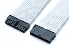 24pin ATX Motherboard 30cm Full White Sleeved Extension + Cable Comb for PC Case picture