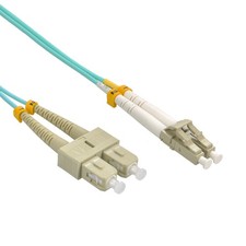 15 Pack of 8m LC/UPC-SC/UPC OM3 Multimode Duplex OFNR 2.0mm Aqua Fiber Optic Pat picture