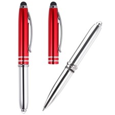 PATIKIL Ballpoint Pen with Stylus Tip and LED 1 Count (Pack of 2), Red picture