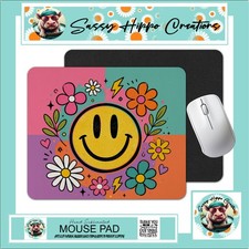 Mouse Pad Flower Power Happy Smiley Face Groovy Retro Anti Slip Easy Clean picture