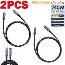 2PCS For Thunderbolt USB4-C 8K Cable 40Gbps Charger Data PD 240W UHD Video US picture