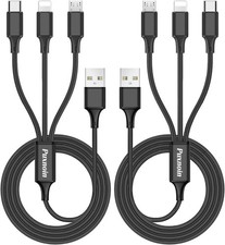 Puxnoin Multi Charging Cable, 6FT 2Pack Charger Cable Universal 3 Black  picture