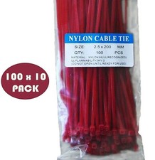 1,000 Pack - 200 X 2.5MM Nylon Cable Zip Tie Wraps in Red - Tuff Jacks picture