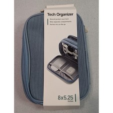 U Brands Tech Organizer Unisex OS Blue New Corduroy 9-Compartment Travel Case picture