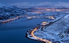 Landscape norway lights winter water Custom Gaming Mat Desk picture