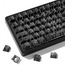 118 Keys Black Topographic PBT Keycaps Double Shot Shine Through Cherry picture