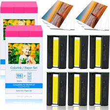 2 Sets KP-108IN Ink Cartridge and Paper for Canon Selphy CP1300 CP1200 CP1000 picture