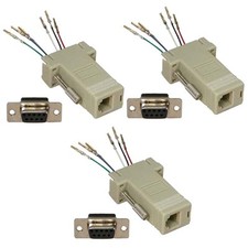 3x DB9 9 Pin RS232 Female to RJ11 RJ12 6P6C Telephone Phone Line Adapter Ivory picture
