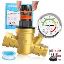 RV Water Pressure Regulator with Colorful Gauge, Hand Adjustable Knob,Brass picture
