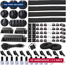 N NOROCME 192 PCS Cable Management Kit 4 Wire Organizer Sleeve,11 Cable Holder,3 picture