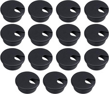 15 Pack 1.5 Inch Desk Cable Hole Cover Grommet - Plastic Wire Cord, Black picture