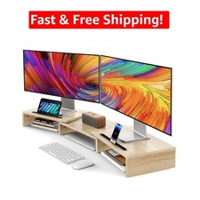 Multi-Functional Dual Monitor Stand with Slots - Enhance Your Workspace Elegance picture