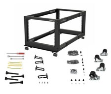 StarTech 4-Post 8U Mobile Open Frame Server Rack, 19 in Network Rack w/ Wheels picture