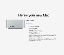 Apple Mac Studio M3 Ultra 32-Core CPU 80-Core GPU 512GB RAM 2TB SSD 10GB ETHERNT picture